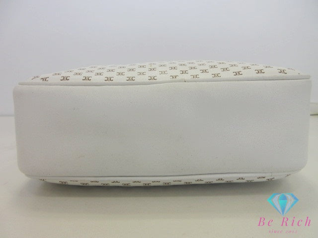 セリーヌ CELINE ショルダーバッグ マカダム ホワイト 白 ロゴ ブラゾン PVC レザー ポシェット クロスボディ 肩掛け 斜め掛け 鞄 ヴィンテージ  【中古】【送料無料】 bk10263