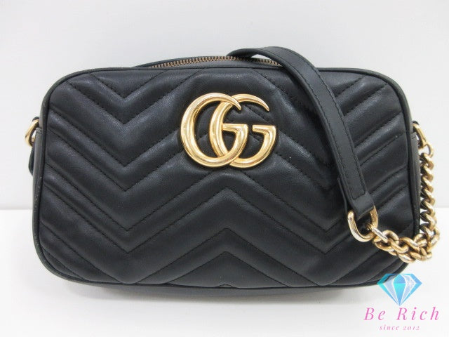 グッチ GUCCI GG マーモント スモール ショルダーバッグ 447632 黒 ブラック レザー ロゴ ミニ チェーン ポシェット ハンドバッグ 肩掛け 鞄 【中古】【送料無料】bk10264