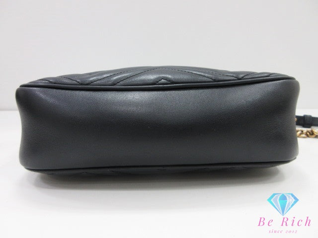 グッチ GUCCI GG マーモント スモール ショルダーバッグ 447632 黒 ブラック レザー ロゴ ミニ チェーン ポシェット ハンドバッグ 肩掛け 鞄 【中古】【送料無料】bk10264
