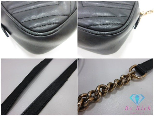 グッチ GUCCI GG マーモント スモール ショルダーバッグ 447632 黒 ブラック レザー ロゴ ミニ チェーン ポシェット ハンドバッグ 肩掛け 鞄 【中古】【送料無料】bk10264