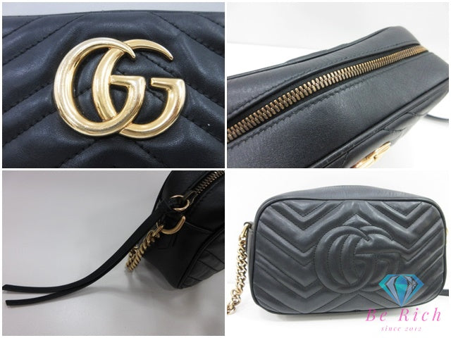 グッチ GUCCI GG マーモント スモール ショルダーバッグ 447632 黒 ブラック レザー ロゴ ミニ チェーン ポシェット ハンドバッグ 肩掛け 鞄 【中古】【送料無料】bk10264