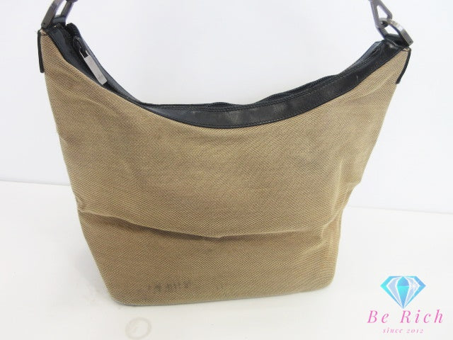 グッチ GUCCI ハンドバッグ ワン ショルダーバッグ 000.0531.002855 バンブー ベージュ ブラック 黒 ナイロン キャンバス レザー ロゴ 手提げ 肩掛け 鞄 【中古】【送料無料】 bk10266