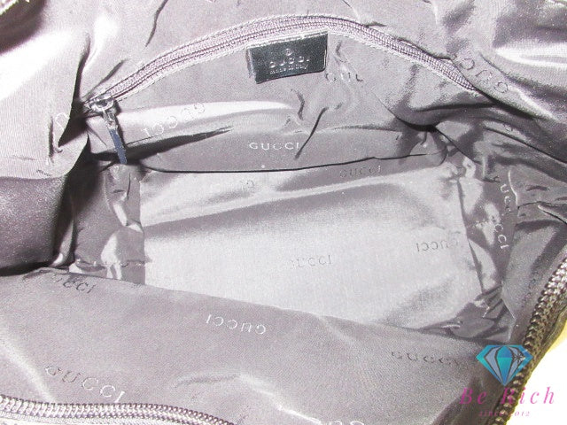 グッチ GUCCI ハンドバッグ ワン ショルダーバッグ 000.0531.002855 バンブー ベージュ ブラック 黒 ナイロン キャンバス レザー ロゴ 手提げ 肩掛け 鞄 【中古】【送料無料】 bk10266