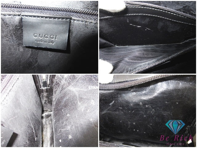 グッチ GUCCI ハンドバッグ 000.0812 レザー 黒 ブラック ロゴ 手提げ 肩掛け バッグ 鞄 メンズ レディース 【中古】【送料無料】 bk10268