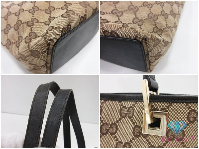 グッチ GUCCI ハンドバッグ トートバッグ 002.1099 ベージュ 茶 ブラウン GG キャンバス レザー ロゴ 鞄  【中古】【送料無料】 bk10270