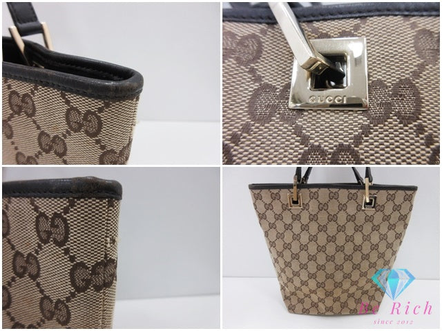 グッチ GUCCI ハンドバッグ トートバッグ 002.1099 ベージュ 茶 ブラウン GG キャンバス レザー ロゴ 鞄  【中古】【送料無料】 bk10270