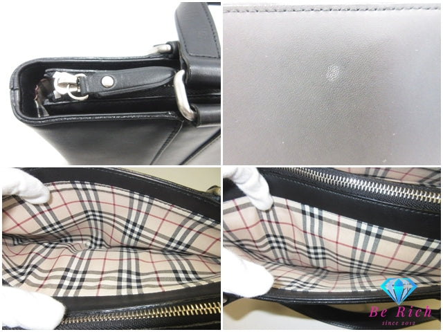 バーバリー BURBERRY ハンドバッグ ブラック 黒 レザー ノバチェック ロゴ トートバッグ ショルダーバッグ 鞄 【中古】【送料無料】 bk10278