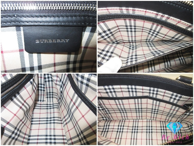 バーバリー BURBERRY ハンドバッグ ブラック 黒 レザー ノバチェック ロゴ トートバッグ ショルダーバッグ 鞄 【中古】【送料無料】 bk10278
