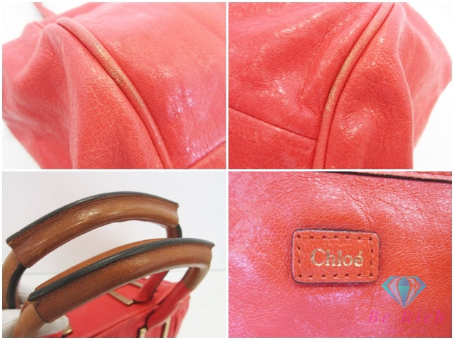 クロエ Chloe ハンドバッグ エテル 3S0658 7A733 赤 レッド レザー ロゴ トートバッグ 鞄 ETHEL 【中古】【送料無料】 bk10286