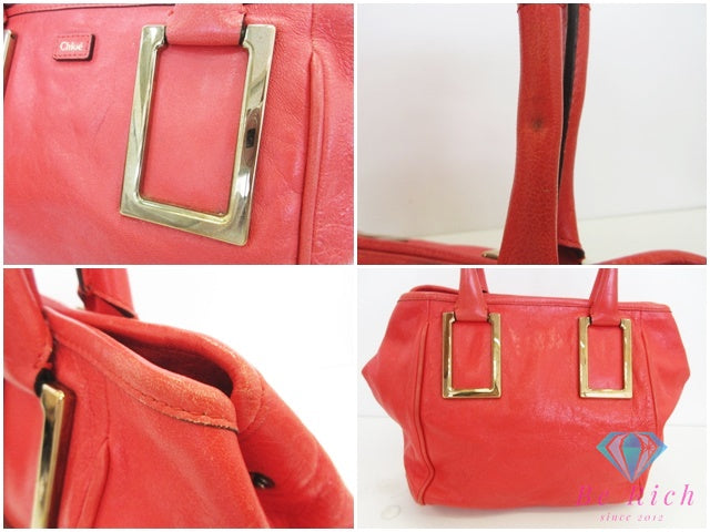 クロエ Chloe ハンドバッグ エテル 3S0658 7A733 赤 レッド レザー ロゴ トートバッグ 鞄 ETHEL 【中古】【送料無料】 bk10286