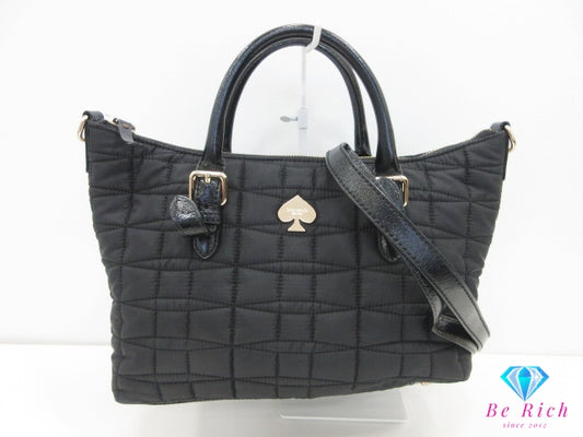 ケイトスペード kate spade 2way ハンドバッグ ショルダーバッグ PXRU3005 ブラック 黒 キルティング ナイロン レザー ロゴ トートバッグ クロスボディ 斜め掛け 肩掛け 鞄 【中古】【送料無料】 bk10289