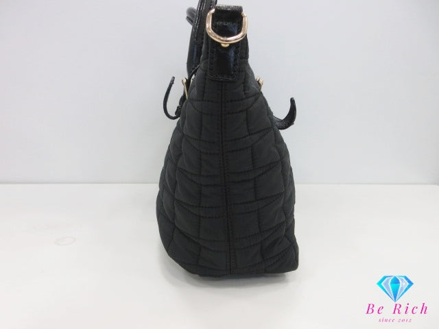 ケイトスペード kate spade 2way ハンドバッグ ショルダーバッグ PXRU3005 ブラック 黒 キルティング ナイロン レザー ロゴ トートバッグ クロスボディ 斜め掛け 肩掛け 鞄 【中古】【送料無料】 bk10289