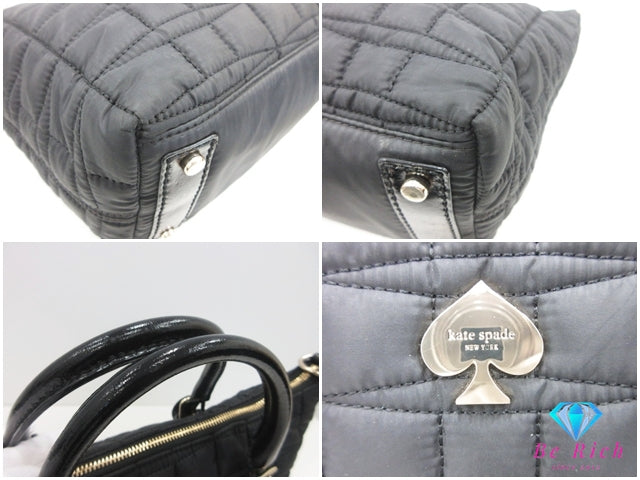 ケイトスペード kate spade 2way ハンドバッグ ショルダーバッグ PXRU3005 ブラック 黒 キルティング ナイロン レザー ロゴ トートバッグ クロスボディ 斜め掛け 肩掛け 鞄 【中古】【送料無料】 bk10289