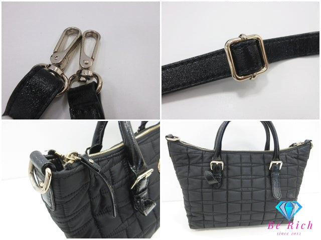 ケイトスペード kate spade 2way ハンドバッグ ショルダーバッグ PXRU3005 ブラック 黒 キルティング ナイロン レザー ロゴ トートバッグ クロスボディ 斜め掛け 肩掛け 鞄 【中古】【送料無料】 bk10289