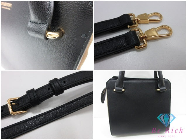 バーバリー BURBERRY 2way ハンドバッグ ショルダーバッグ 80840241 黒 ブラック マルチカラー キャンバス レザー ロゴ 【中古】【送料無料】 bk10293
