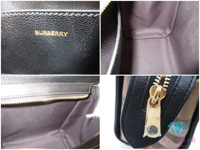 バーバリー BURBERRY 2way ハンドバッグ ショルダーバッグ 80840241 黒 ブラック マルチカラー キャンバス レザー ロゴ 【中古】【送料無料】 bk10293