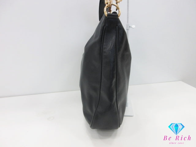 グッチ GUCCI 2way ショルダーバッグ 001.200182.1577 バンブー ハンドル ブラック 黒 レザー GG ロゴ ハンドバッグ ホーボー セミ 鞄  【中古】【送料無料】 bk10301