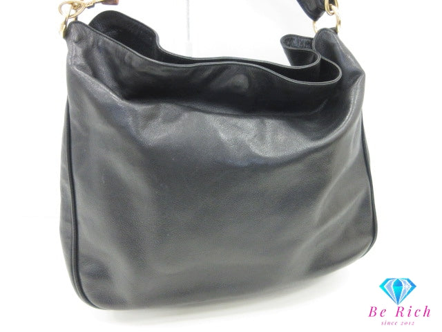 グッチ GUCCI 2way ショルダーバッグ 001.200182.1577 バンブー ハンドル ブラック 黒 レザー GG ロゴ ハンドバッグ ホーボー セミ 鞄  【中古】【送料無料】 bk10301