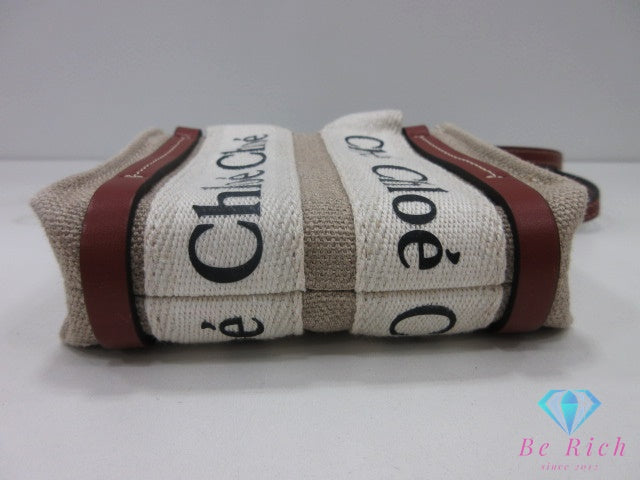 クロエ Chloe ウッディ ナノ ショルダーバッグ CHC22AP235 ベージュ ブラウン 茶 レザー ロゴ クロスボディ ハンドバッグ 鞄 【中古】【送料無料】 bk10319