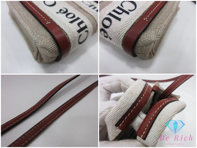 クロエ Chloe ウッディ ナノ ショルダーバッグ CHC22AP235 ベージュ ブラウン 茶 レザー ロゴ クロスボディ ハンドバッグ 鞄 【中古】【送料無料】 bk10319