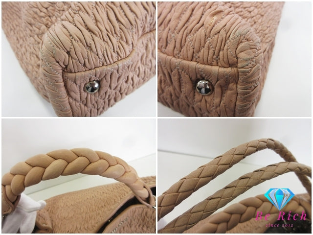 ミュウミュウ miumiu マテラッセ 2way トートバッグ ショルダーバッグ ベージュ レザー ロゴ ハンドバッグ 鞄 【中古】【送料無料】 bk10332