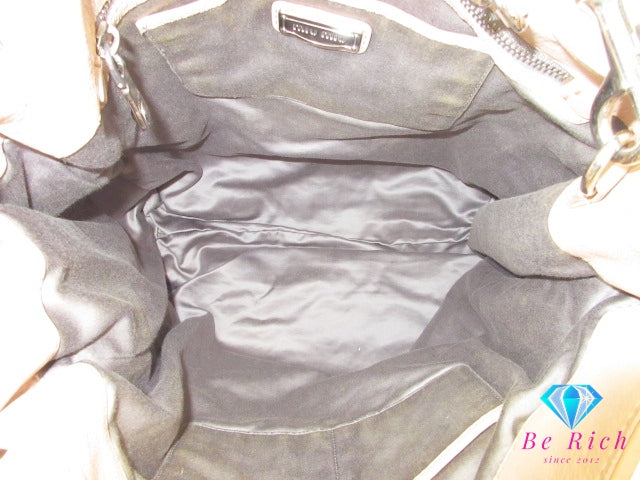 ミュウミュウ miumiu マテラッセ 2way トートバッグ ショルダーバッグ ベージュ レザー ロゴ ハンドバッグ 鞄 【中古】【送料無料】 bk10332