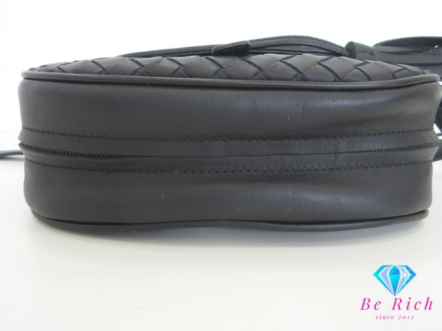 美品 ボッテガ ヴェネタ BOTTEGA VENETA  イントレチャート ウエスト ポーチ ブラック 黒 レザー ロゴ ボディバッグ ポーチ 鞄 【中古】【送料無料】 bk10342