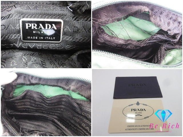 プラダ PRADA ショルダーバッグ カーキ グリーン 緑 ナイロン レザー 三角 プレート ロゴ クロスボディ 斜め掛け 鞄 【中古】【送料無料】 bk10343