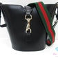 美品 グッチ GUCCI ミニ バケット ショルダーバッグ 782908 シェリー ウェブ 黒 ブラック キャンバス レザー ロゴ ハンドバッグ 鞄 ほぼ 未使用 【中古】【送料無料】bk10348
