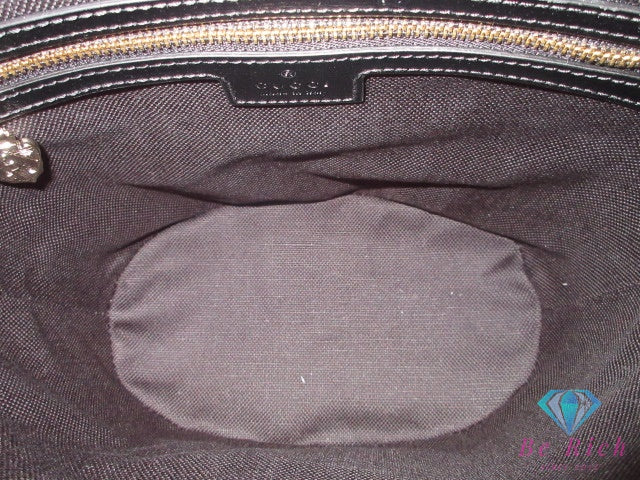 美品 グッチ GUCCI ミニ バケット ショルダーバッグ 782908 シェリー ウェブ 黒 ブラック キャンバス レザー ロゴ ハンドバッグ 鞄 ほぼ 未使用 【中古】【送料無料】bk10348