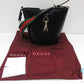 美品 グッチ GUCCI ミニ バケット ショルダーバッグ 782908 シェリー ウェブ 黒 ブラック キャンバス レザー ロゴ ハンドバッグ 鞄 ほぼ 未使用 【中古】【送料無料】bk10348