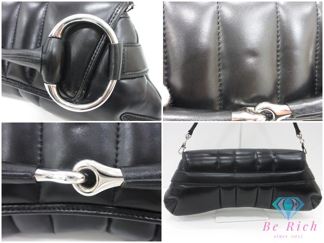 美品 グッチ GUCCI ホースビット ワン ショルダーバッグ 764255 黒 ブラック レザー ロゴ ハンドバッグ 鞄 ほぼ 未使用 【中古】【送料無料】bk10349