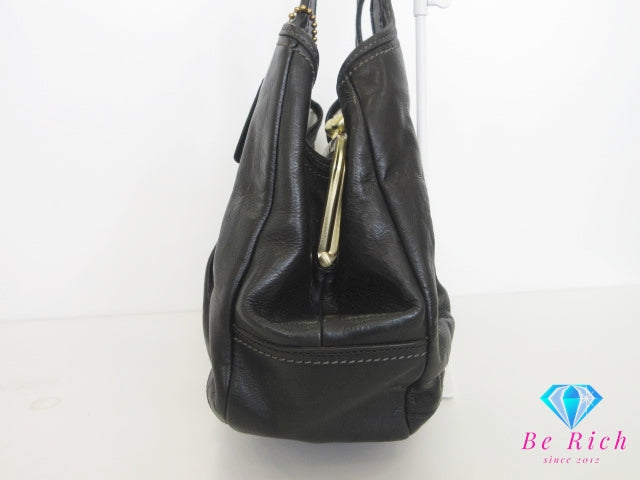 コーチ COACH ハンドバッグ ショルダーバッグ 12248 がま口 黒 ブラック プリーツ レザー ロゴ ホーボー 手提げ 肩掛け 鞄 【中古】【送料無料】 bk10350