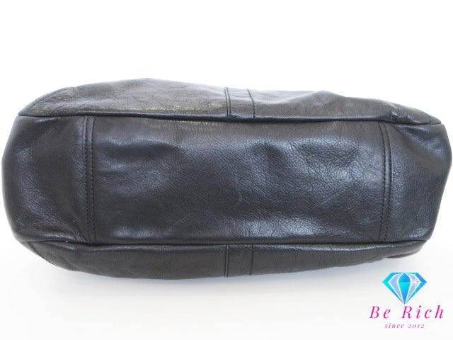 コーチ COACH ハンドバッグ ショルダーバッグ 12248 がま口 黒 ブラック プリーツ レザー ロゴ ホーボー 手提げ 肩掛け 鞄 【中古】【送料無料】 bk10350