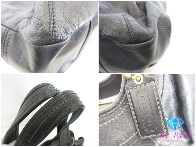 コーチ COACH ハンドバッグ ショルダーバッグ 12248 がま口 黒 ブラック プリーツ レザー ロゴ ホーボー 手提げ 肩掛け 鞄 【中古】【送料無料】 bk10350