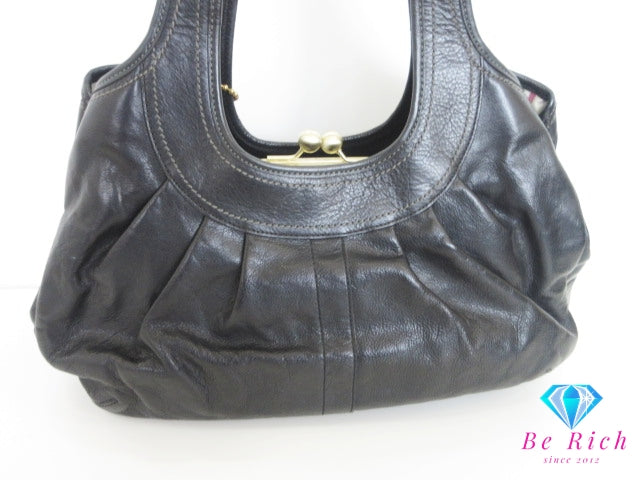 コーチ COACH ハンドバッグ ショルダーバッグ 12248 がま口 黒 ブラック プリーツ レザー ロゴ ホーボー 手提げ 肩掛け 鞄 【中古】【送料無料】 bk10350