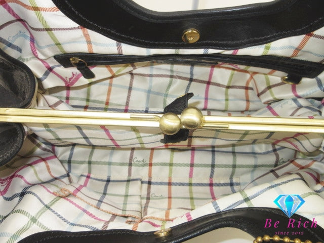 コーチ COACH ハンドバッグ ショルダーバッグ 12248 がま口 黒 ブラック プリーツ レザー ロゴ ホーボー 手提げ 肩掛け 鞄 【中古】【送料無料】 bk10350