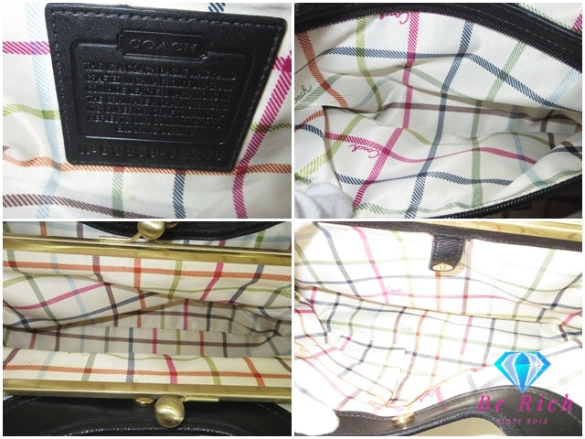 コーチ COACH ハンドバッグ ショルダーバッグ 12248 がま口 黒 ブラック プリーツ レザー ロゴ ホーボー 手提げ 肩掛け 鞄 【中古】【送料無料】 bk10350