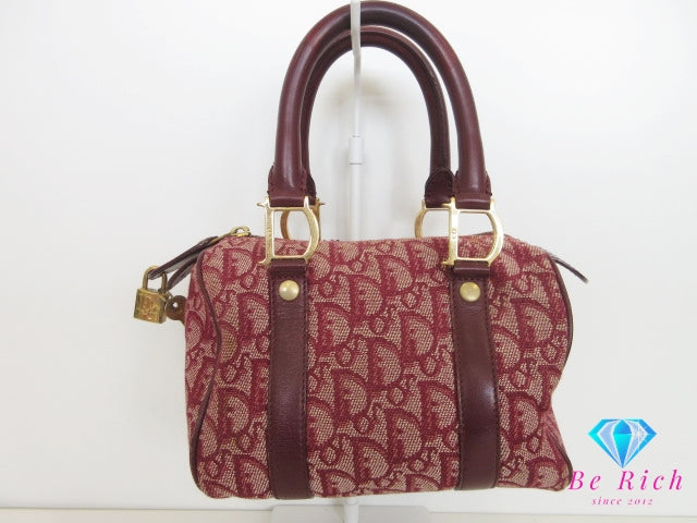 クリスチャン ディオール Christian Dior ミニ ハンドバッグ トロッター ボルドー 赤 レッド CD ロゴ オールド ボストン ポーチ 鞄 【中古】【送料無料】 bk10353