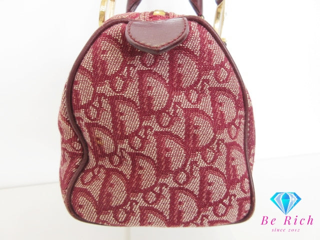 クリスチャン ディオール Christian Dior ミニ ハンドバッグ トロッター ボルドー 赤 レッド CD ロゴ オールド ボストン ポーチ 鞄 【中古】【送料無料】 bk10353