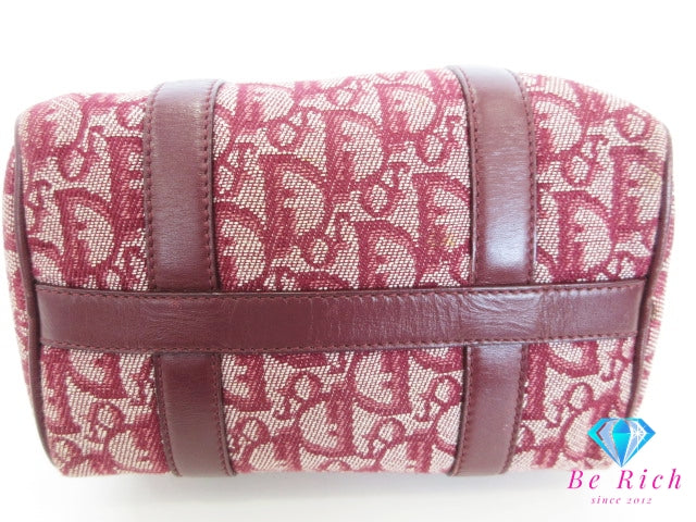 クリスチャン ディオール Christian Dior ミニ ハンドバッグ トロッター ボルドー 赤 レッド CD ロゴ オールド ボストン ポーチ 鞄 【中古】【送料無料】 bk10353