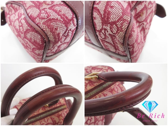 クリスチャン ディオール Christian Dior ミニ ハンドバッグ トロッター ボルドー 赤 レッド CD ロゴ オールド ボストン ポーチ 鞄 【中古】【送料無料】 bk10353