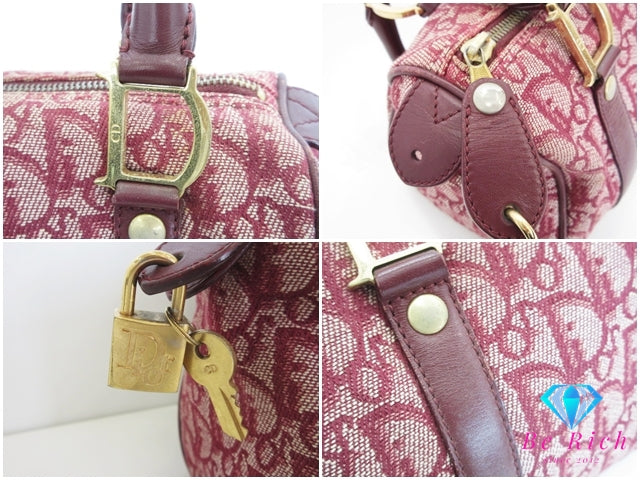 クリスチャン ディオール Christian Dior ミニ ハンドバッグ トロッター ボルドー 赤 レッド CD ロゴ オールド ボストン ポーチ 鞄 【中古】【送料無料】 bk10353