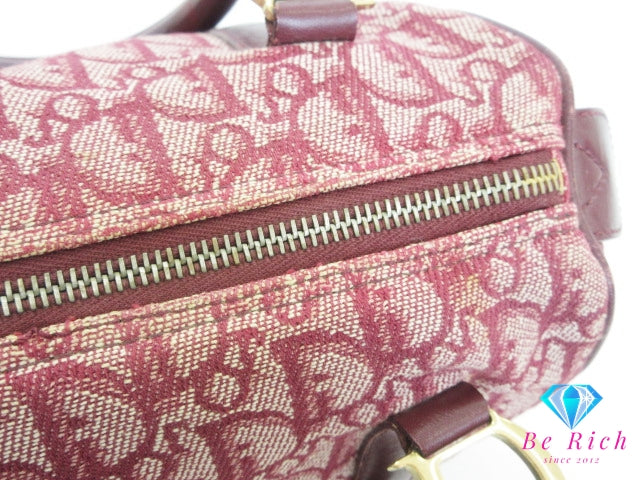 クリスチャン ディオール Christian Dior ミニ ハンドバッグ トロッター ボルドー 赤 レッド CD ロゴ オールド ボストン ポーチ 鞄 【中古】【送料無料】 bk10353