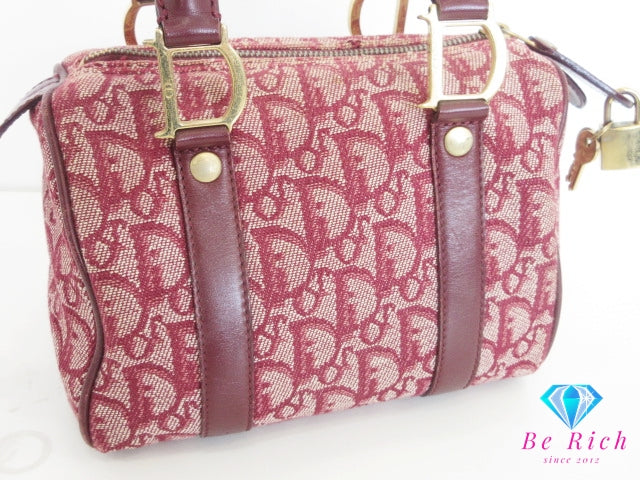 クリスチャン ディオール Christian Dior ミニ ハンドバッグ トロッター ボルドー 赤 レッド CD ロゴ オールド ボストン ポーチ 鞄 【中古】【送料無料】 bk10353