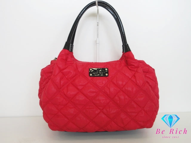 ケイトスペード kate spade ハンドバッグ トートバッグ 赤 レッド キルティング ナイロン レザー ロゴ マザーズバッグ ショルダーバッグ 鞄 【中古】【送料無料】 bk10354