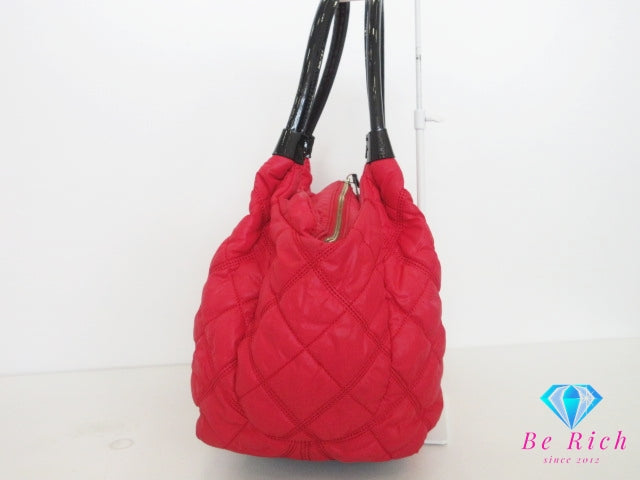 ケイトスペード kate spade ハンドバッグ トートバッグ 赤 レッド キルティング ナイロン レザー ロゴ マザーズバッグ ショルダーバッグ 鞄 【中古】【送料無料】 bk10354