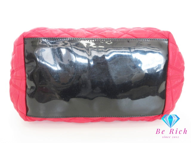 ケイトスペード kate spade ハンドバッグ トートバッグ 赤 レッド キルティング ナイロン レザー ロゴ マザーズバッグ ショルダーバッグ 鞄 【中古】【送料無料】 bk10354