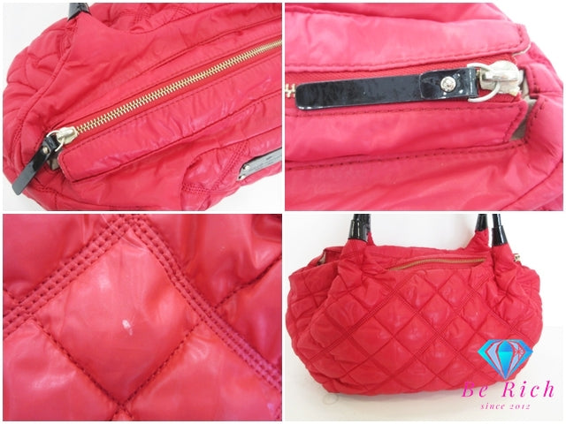 ケイトスペード kate spade ハンドバッグ トートバッグ 赤 レッド キルティング ナイロン レザー ロゴ マザーズバッグ ショルダーバッグ 鞄 【中古】【送料無料】 bk10354