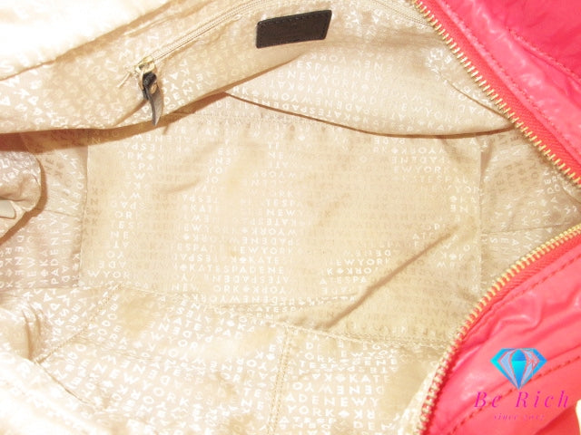 ケイトスペード kate spade ハンドバッグ トートバッグ 赤 レッド キルティング ナイロン レザー ロゴ マザーズバッグ ショルダーバッグ 鞄 【中古】【送料無料】 bk10354